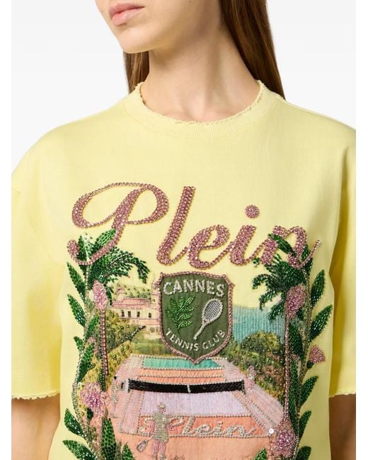 Philipp Plein Yellow Tennis Club Graphic T-Shirt