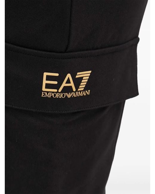 EA7 Black Cargo Pocket Trousers for men