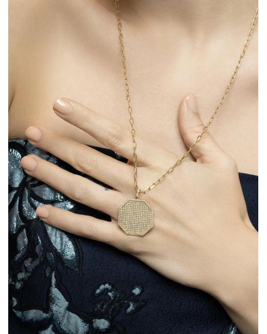 SHAY Metallic Diamond Octagon Disc Necklace