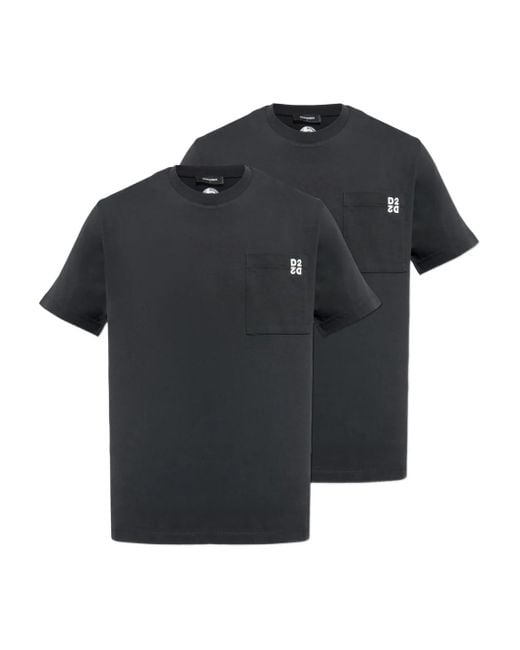 DSquared² Black Logo-Print T-Shirt (Set Of Two) for men