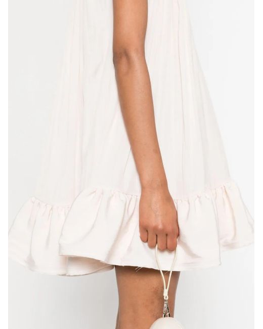 Lanvin White Frill-Neck Ruffled Mini Dress