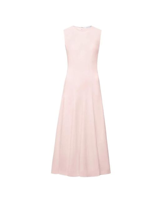Another Tomorrow Pink Midi Panelled Flared Dress