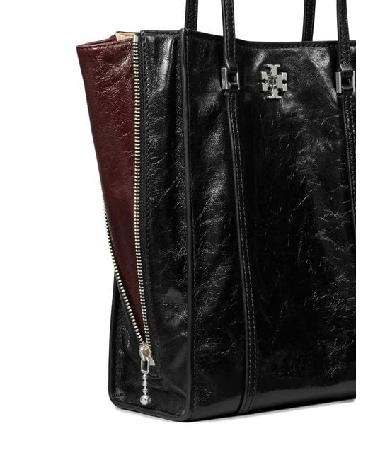 Tory Burch Black Small Kira Turnlock Panelled Tote Bag