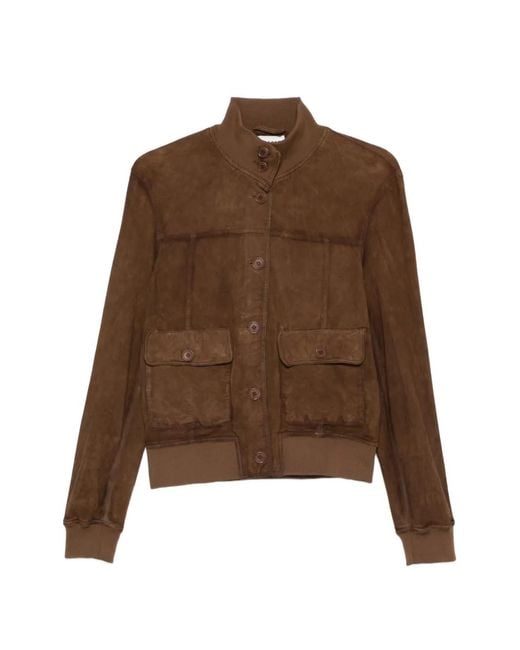 P.A.R.O.S.H. Brown Buttoned Suede Jacket