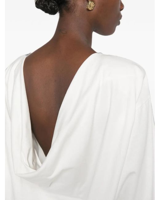 ViCOLO White Draped-Back Blouse