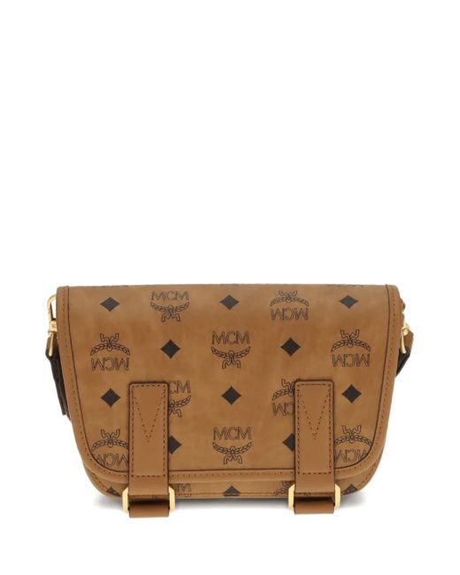 MCM Mini Aren Schultertasche mit Logo-Print in Brown für Herren
