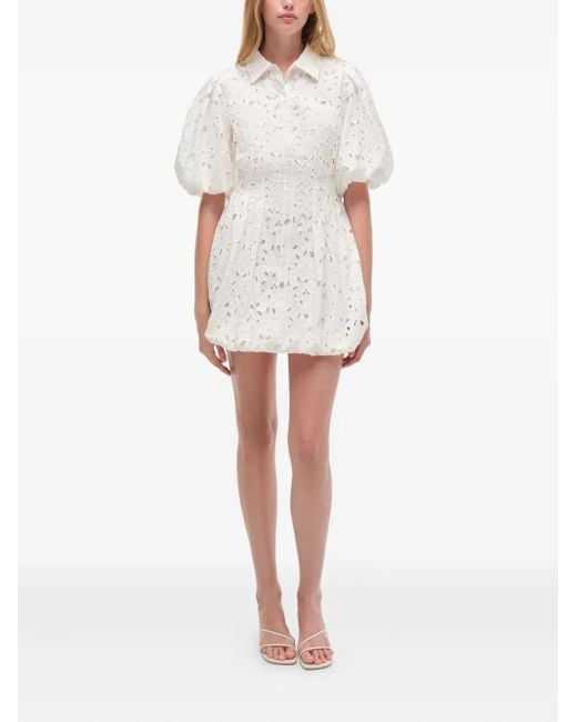 Jonathan Simkhai White Cleo Minikleid mit Puffärmeln