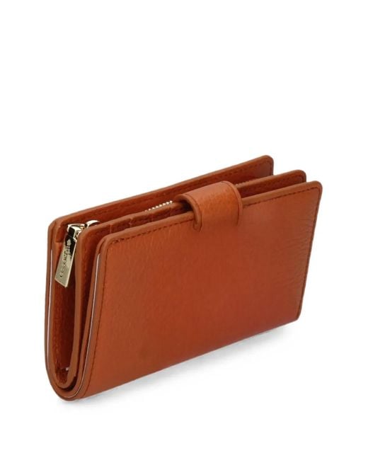 Coccinelle Brown Logo-Plaque Pebbled Wallet