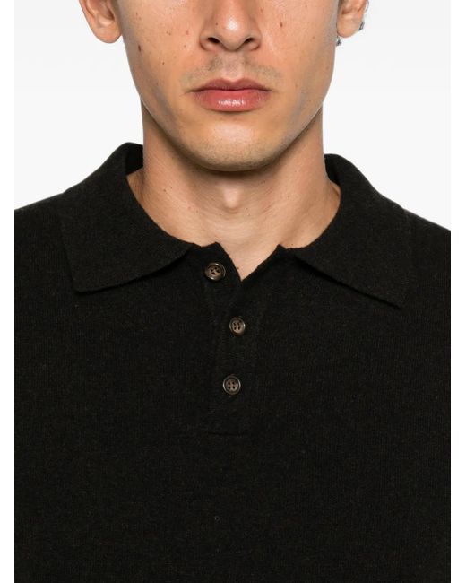 Daniele Fiesoli Black Long-Sleeve Polo Shirt for men