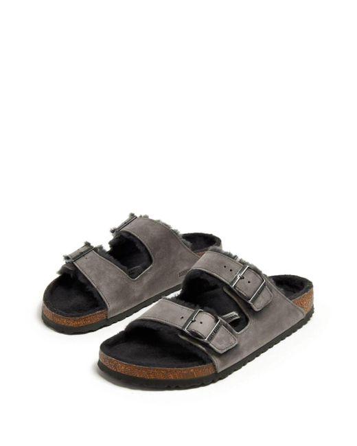 Birkenstock Gray Arizona Shearling-trim Sandals for men