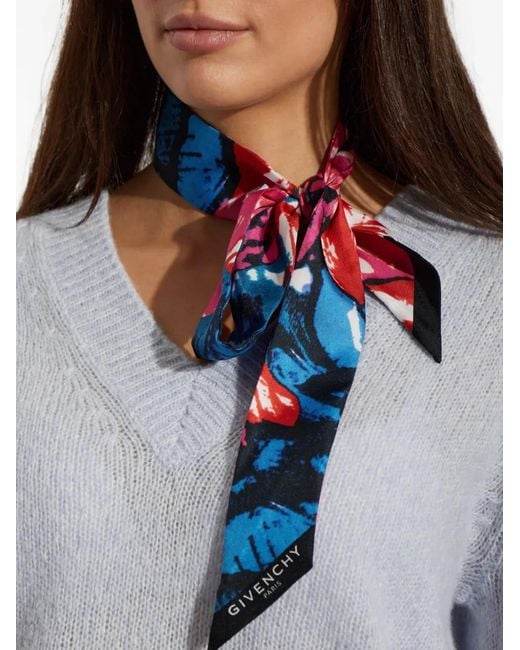 Givenchy Red Abstract-Print Silk Scarf