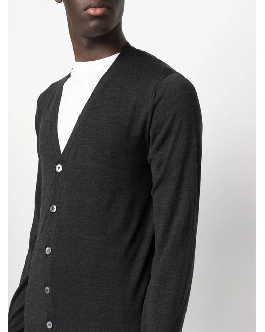 Zanone Black Button-Up Knitted Cardigan for men