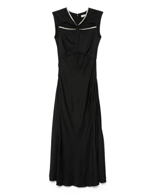 Sandro Black Maxi Rhinestone-Embellished Dress