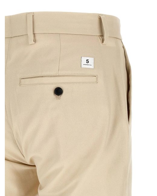 Department 5 Natural Pleated Logo-Patch Trousers for men