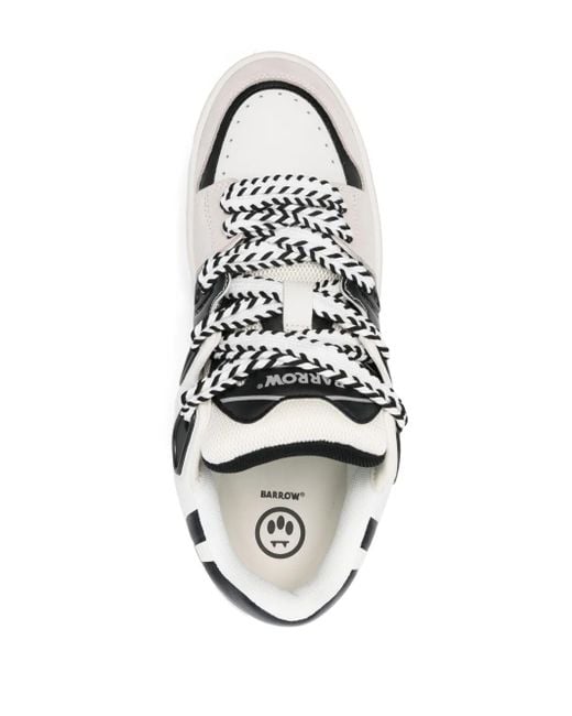 Barrow White Ollie Panelled Leather Sneakers