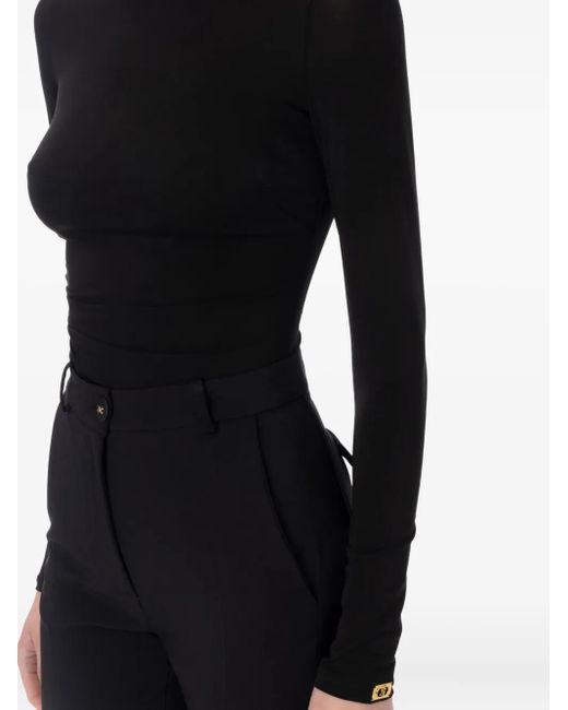 Elisabetta Franchi Black High-Neck Long-Sleeve Top