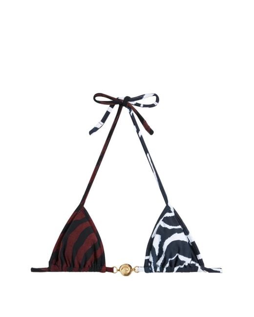 Reina Olga Black Animal-Print Bikini Top