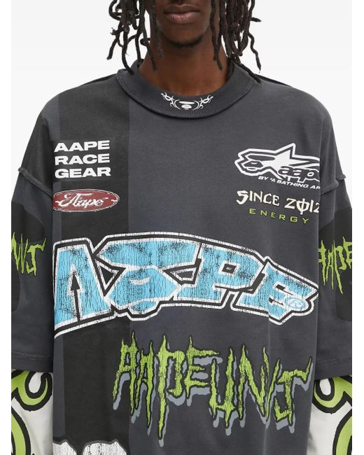 Aape By A Bathing Ape Langarmshirt mit grafischem Print in Gray für Herren