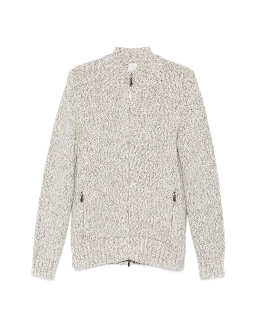 Eleventy White Long-Sleeve Zip-Fastening Cardigan for men