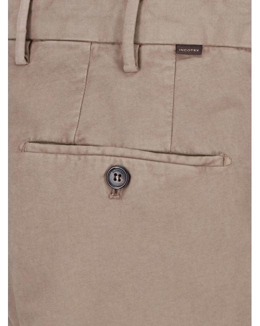 Incotex Gray Pleated Straight-Leg Trousers for men
