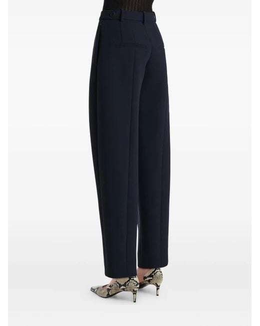 Khaite Blue Button-Detail Pleated Trousers