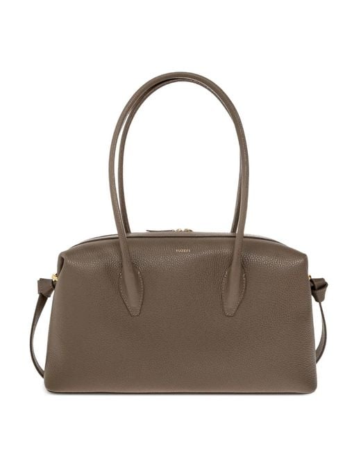 Yuzefi Brown Brioche Pebble-Grain Shoulder Bag