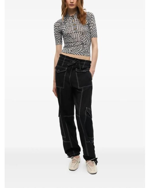 Ganni Gray Patterned-Jacquard Top