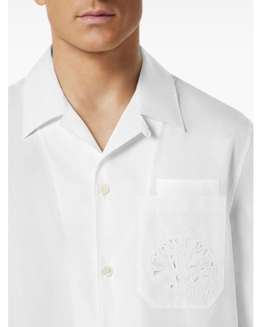 Chemise en soie à imprimé Barocco Sea Versace pour homme en coloris White