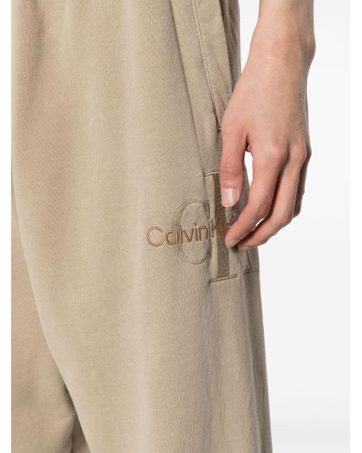 Calvin Klein Trainingsbroek Met Geborduurd Logo in het Natural voor heren