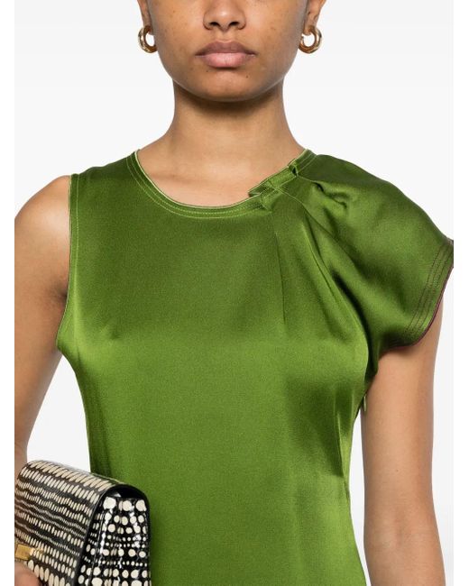 Victoria Beckham Green Asymmetric Hem Dress With Concealed Side Zip