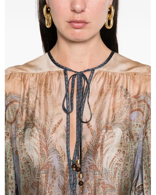Zimmermann Gray Wanderlust Silk Tunic