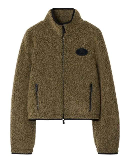 Burberry Green Cropped Fleece Jacket