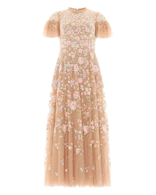 Needle & Thread Natural Gerüschtes Antoinettes Midikleid mit Pailletten