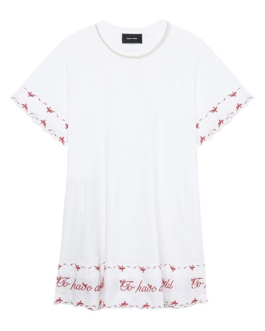 Simone Rocha White Bead-embellished T-shirt Dress