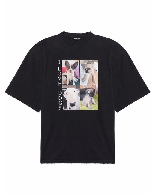 T-shirt oversize con stampa di Balenciaga in Black da Uomo