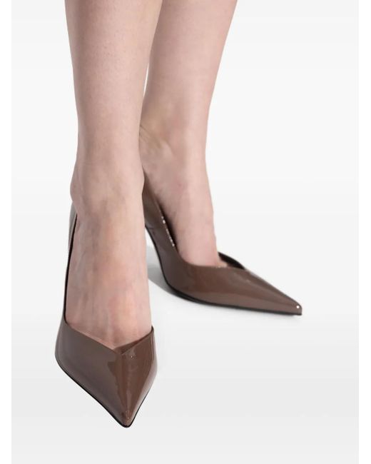 Le Silla Brown Leather Pointed-Toe Heeled Pumps
