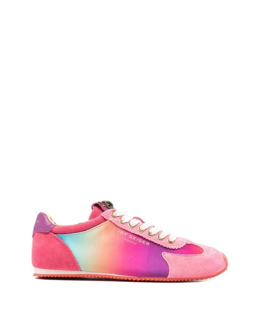 Kurt Geiger Pink Ombre-Effect Suede-Panel Sneakers