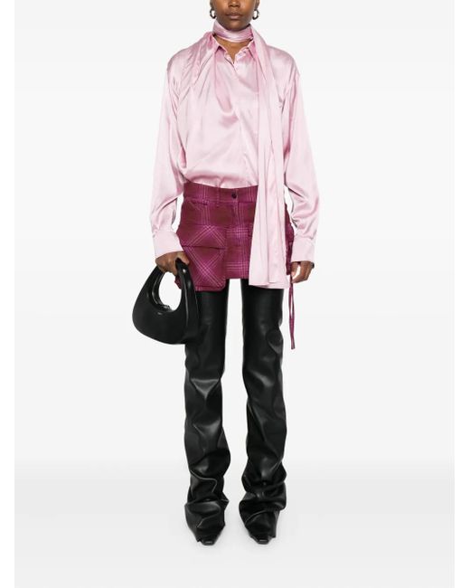 Acne Pink Pinstriped Pencil Skirt
