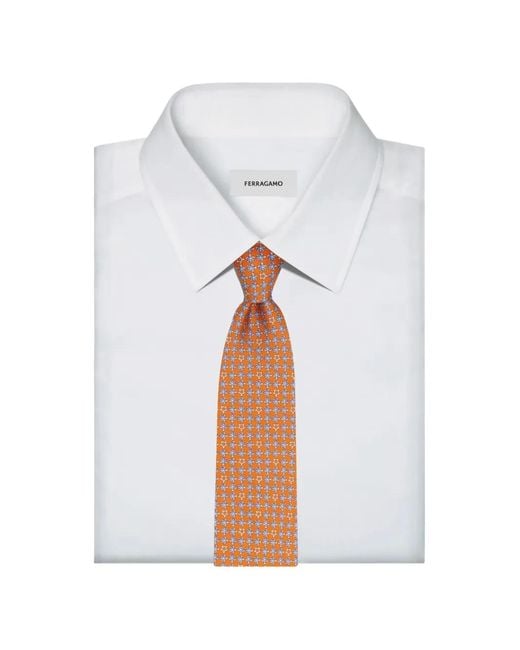 Ferragamo White Turtles-Print Silk Tie for men