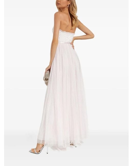 Needle & Thread Pink Sequin Detail Strapless Maxi Dress