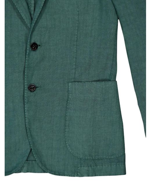 Boglioli Green Notched-Lapel Linen Blazer for men
