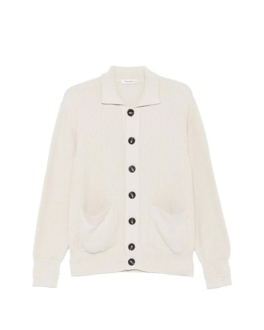 Kangra White Buttoned Patch-Pocket Cardigan for men