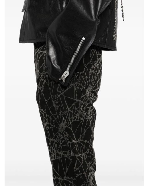 MASU Black Flocky-Web Flared Trousers for men