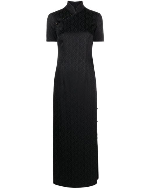 MARINE SERRE Black Moon Diamant-jacquard Maxi Dress