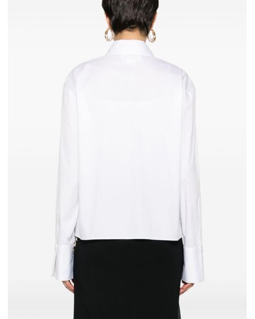 Genny White Sequin-embellished Poplin Shirt