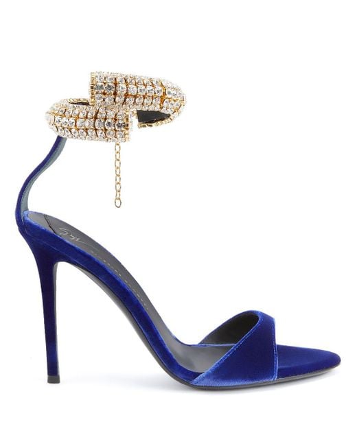 Intriigo Bijoux velvet sandals Giuseppe Zanotti de color Blue