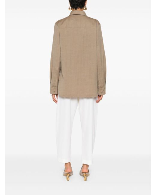 Jil Sander Natural Ripstop Wool Tied Shirt