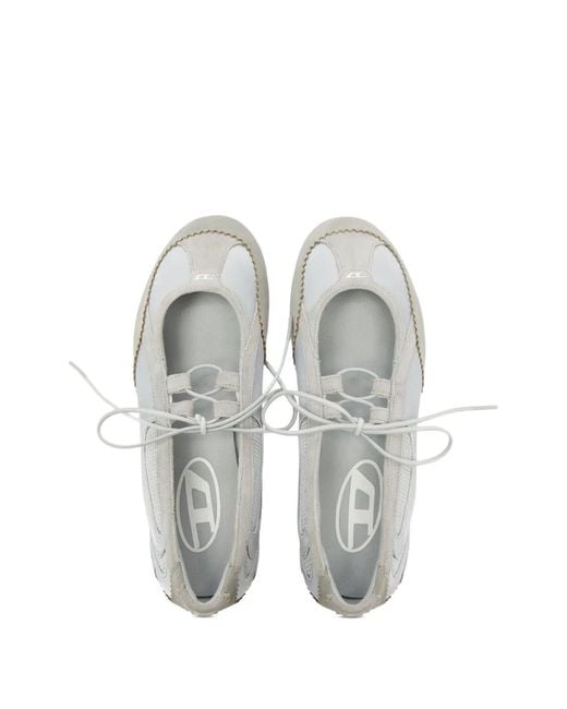 DIESEL White D-Mile Ballet Flats