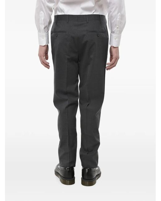 Corneliani Black Belt-Loop Virgin-Wool Trousers for men