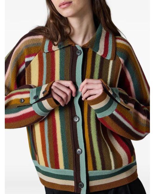 Paul Smith Brown Merino Wool 'Signature Stripe' Cardigan